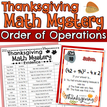 Preview of Thanksgiving Order of Operations Math Mystery Activity - Fall Skills Practice