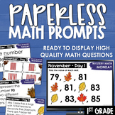 Thanksgiving PAPERLESS Math Prompts Spiral Review November