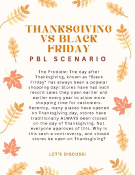 Preview of Thanksgiving PBL Scenario: Should Stores Stay Open on Thanksgiving?