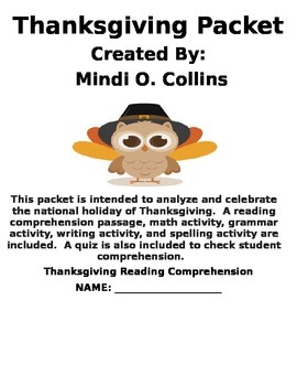 Preview of Thanksgiving Packet for Second Grade