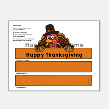 Thanksgiving Turkey Paper Crown Printable Coloring Craft Activity