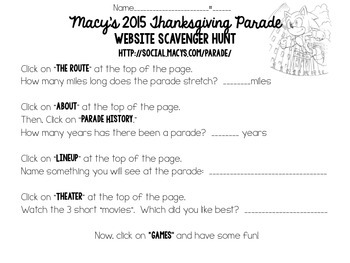 Scavenger Hunt Games: Macy's Thanksgiving Day Parade - The Inspired  Treehouse