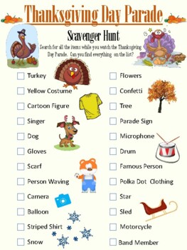 Scavenger Hunt Games: Macy's Thanksgiving Day Parade - The