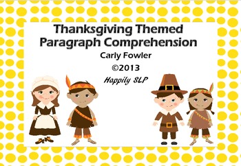 Preview of Thanksgiving Paragraph Comprehension