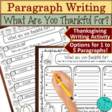 Thanksgiving Paragraph Writing Activity What Are You Thank