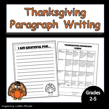 Preview of Thanksgiving Paragraph Writing Assignment | Primary & Junior Activity