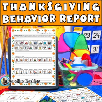 Preview of Thanksgiving Parent Communication Note Activities Emotions Chart SPED Preschool