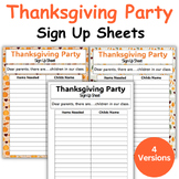 Thanksgiving Party Editable Sign-Up Templates - Classroom 