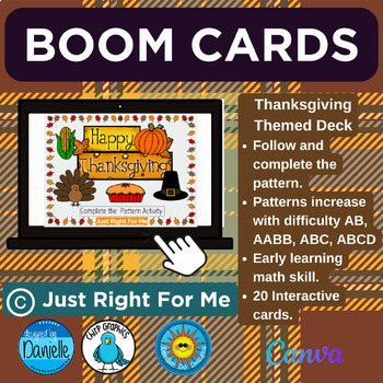 Preview of Thanksgiving Complete the Pattern Boom Cards