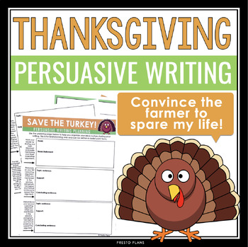 Preview of Thanksgiving Persuasive Writing Assignment - Turkey Writes a Letter to Farmer
