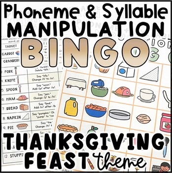 Preview of Thanksgiving Phoneme and Syllable Manipulation BINGO - Phonological Awareness