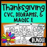Thanksgiving Phonics | CVC | Digraphs | Silent E | Cut and