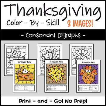 Preview of Thanksgiving Phonics Color by Code Consonant Digraphs