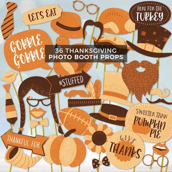 Preview of Thanksgiving Photo Booth Props | Printable Fun Fall Decorations with Quotes