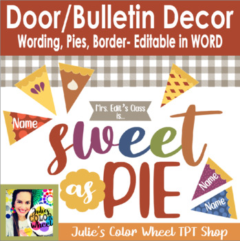 Preview of Thanksgiving Pie Door Bulletin Board Decor Decorations Editable
