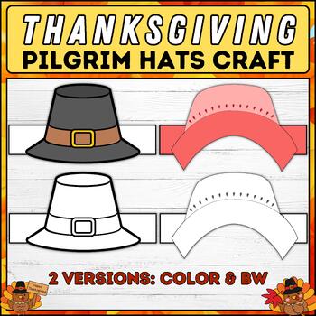 Preview of Thanksgiving Pilgrim Hats Craft: DIY Crown Craft for Kids Thankfulness Activity