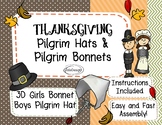 Thanksgiving Pilgrim Hats and Bonnets Printable - 3D NoPre