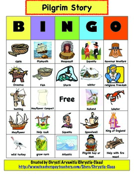 Preview of Thanksgiving Pilgrim Bingo with Main Idea/ Supporting Details: Print and Digital