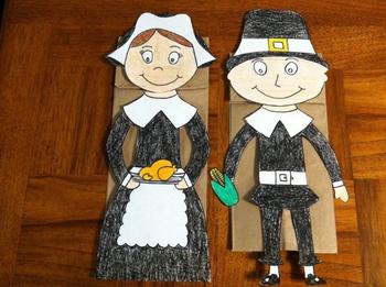 Thanksgiving Pilgrim Puppets by Puppet Korner N More | TPT