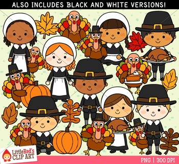 Thanksgiving Pilgrims Clipart by LittleRed | Teachers Pay Teachers