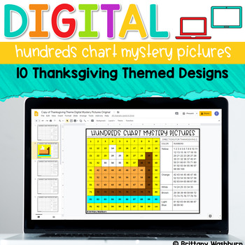 Preview of Thanksgiving Pixel Art Mystery Pictures in Digital Hundreds Charts
