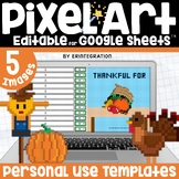Thanksgiving Pixel Art Template DIY Editable Digital Resou