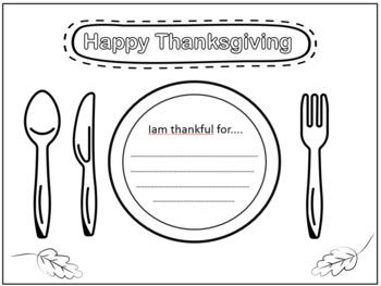 Thanksgiving Place Setting Placemat by The Learning Panda | TPT