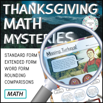 Preview of Thanksgiving Place Value -  Detective Math Mystery Project