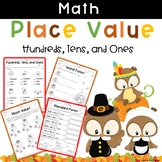 Thanksgiving Place Value Math Worksheets 3Digit Numbers-Hu