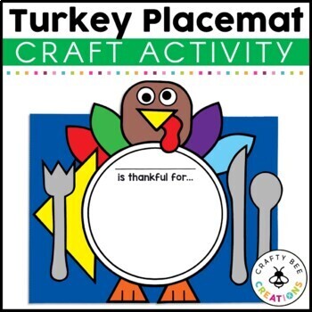 Preview of Thanksgiving Placemat Craft | Turkey Activities | I Am Thankful For Activity
