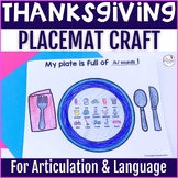 Thanksgiving Placemat Craft for Speech Therapy - FULL Version