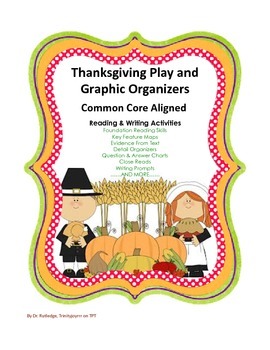 Preview of Thanksgiving Play / Readers Theater, Graphic Organizers, Song, Hats