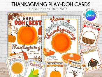 Preview of Thanksgiving Play-Doh Card | Playdough Mats Kids Table | Canva Template