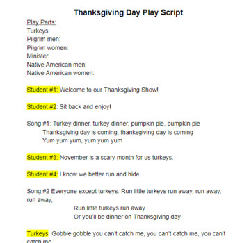 Preview of Thanksgiving Play Script 