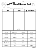 Thanksgiving Plural Endings and Suffixes Sort -- +s, +es o