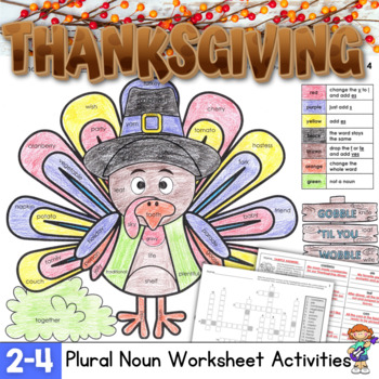 Preview of Thanksgiving Plural Noun Puzzle Worksheets - No Prep Activities