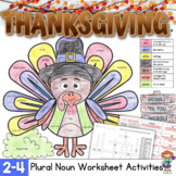 Thanksgiving Plural Noun Puzzle Worksheets - No Prep Activities
