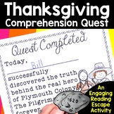 Thanksgiving Plymouth Passages Reading Comprehension Escape Room