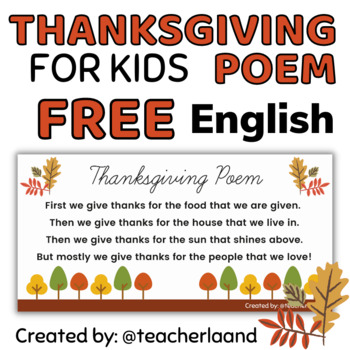 Preview of Thanksgiving Poem for Kids