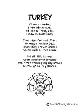 Thanksgiving Poems for Beginning Readers by FiveLittleMonkeysTeaching