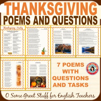 Preview of Thanksgiving Poetry Activity with Questions and Answer Key