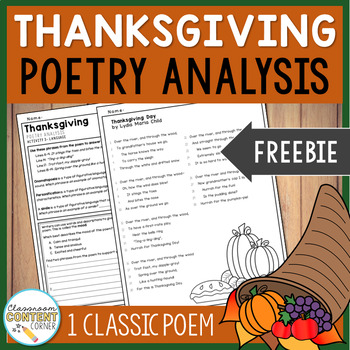 Preview of Thanksgiving Poetry Analysis & Writing Activity | FREE