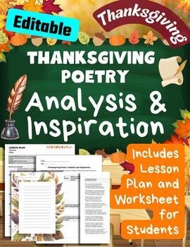 Preview of Thanksgiving Poetry Lesson Discuss Thanksgiving Poems Creative Writing Activity