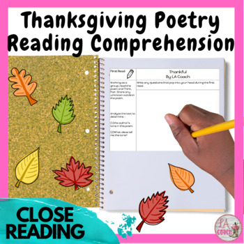 Preview of Thanksgiving Poetry Reading Comprehension
