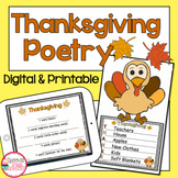 Thanksgiving Poetry Unit | Thanksgiving Writing Activities