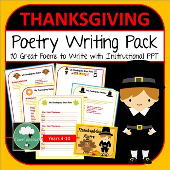 Preview of Thanksgiving Poetry Writing Activities Pack 10 Poems to Write