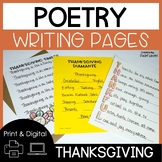 Thanksgiving Poetry Writing Pages Print and Digital
