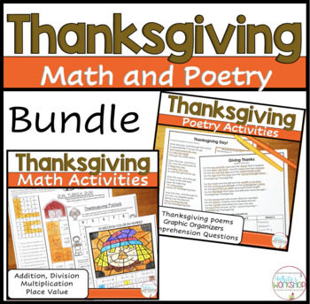 Preview of Thanksgiving Poetry and Math Activities Bundle