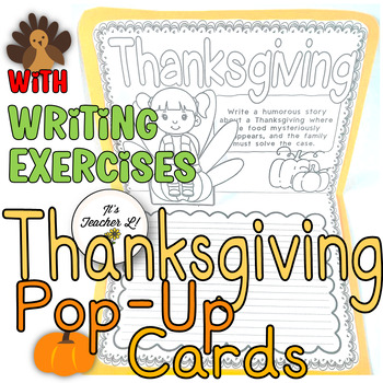 Preview of Thanksgiving Pop-Up Cards with Writing Exercises |  