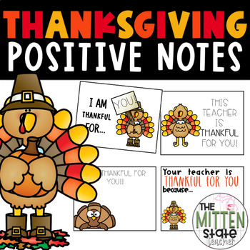 Preview of Positive Affirmation Notes Home: Thanksgiving, Thankful Teacher